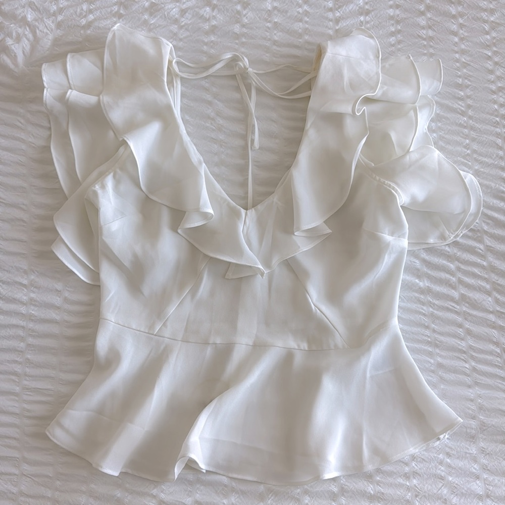 Elegant White Ruffle Top